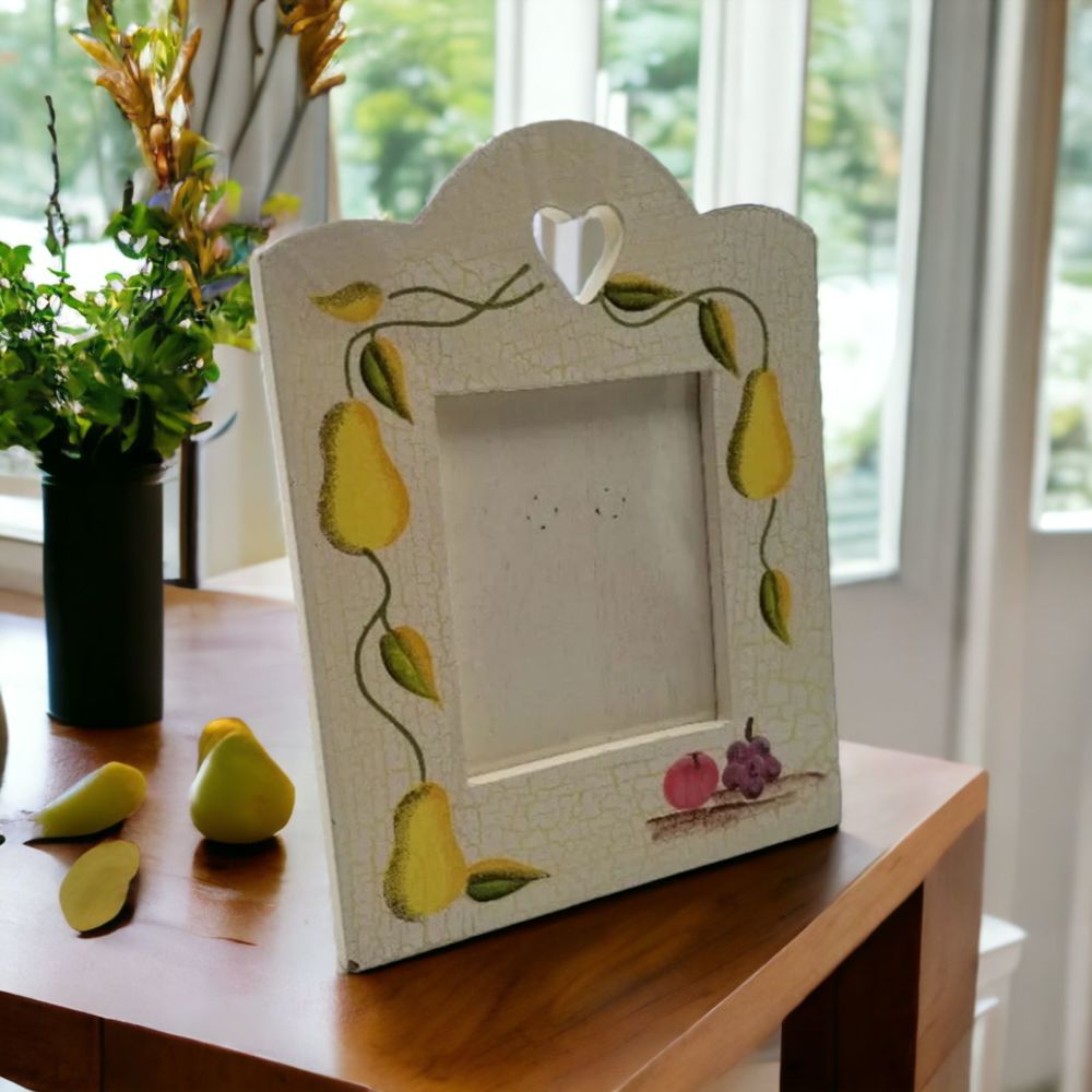 Wooden Pears Photo Frame Free Standing Fruit Picture Frame 2003 NIB